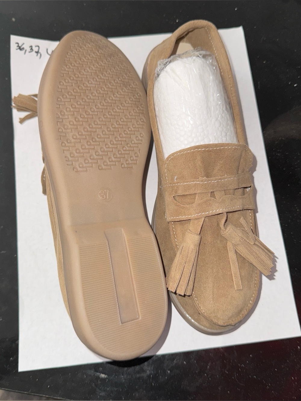 Women's Tan Suede Tassel Loafers